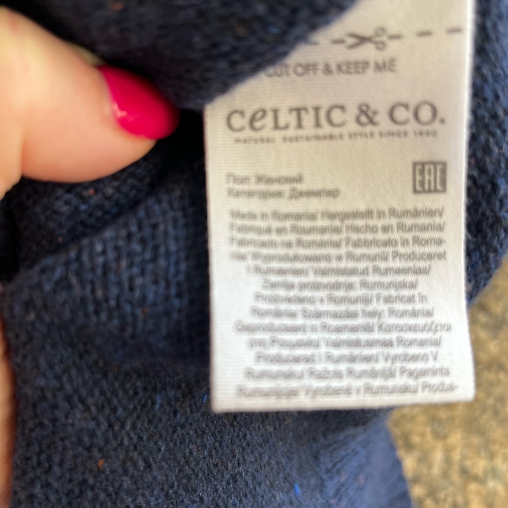Celtic & Co Flecked Navy Zip Neck Dress - Picture 6 of 10